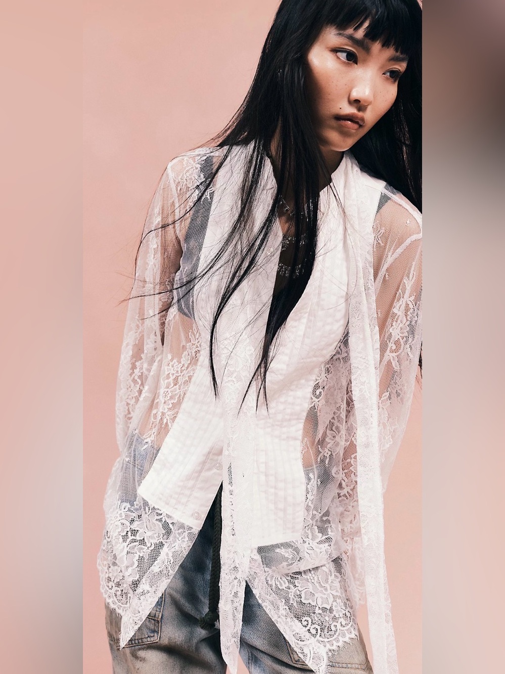 Free People NWT Bali Ophelia Lace Tuxedo Top